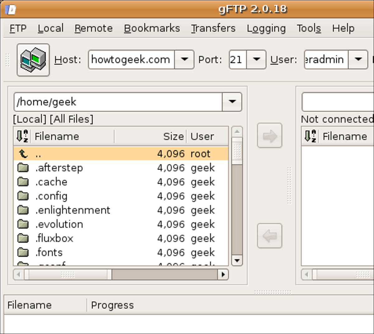 Instalar y usar el cliente gFTP en Ubuntu Linux